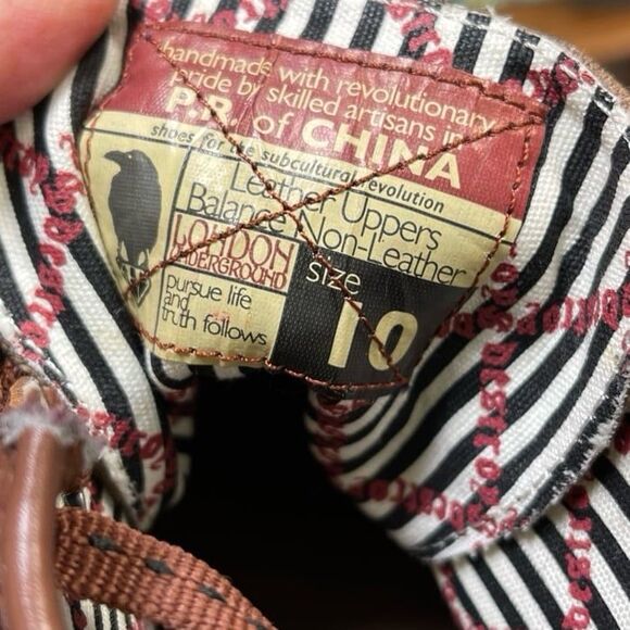 LONDON UNDERGROUND Punk Ankle Boots Lace Up Oil Rubbed Brown Leather Chunky Sole - Picture 11 of 11